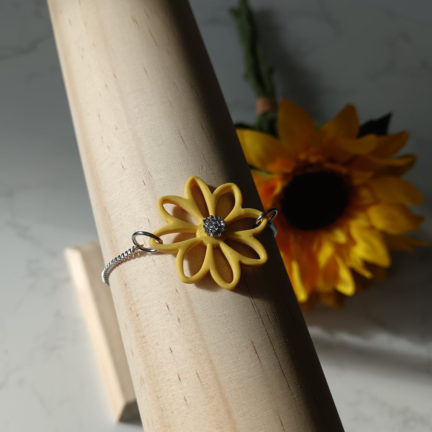 Yellow Daisy Slider Bracelet