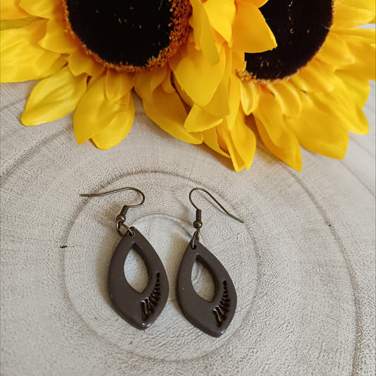 Art Deco Bronze Effect Hook Earrings