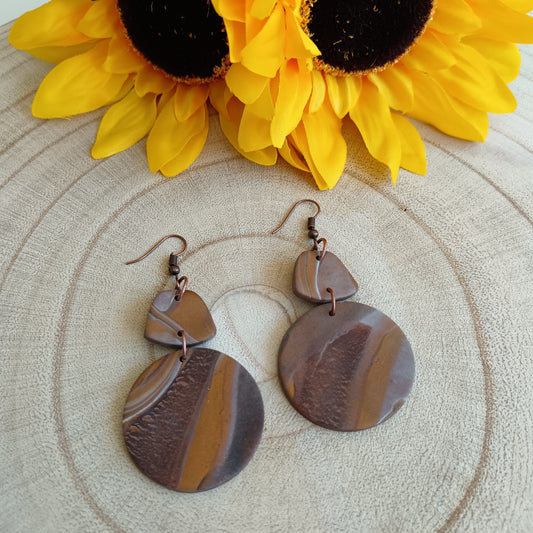 Ombre Brown & Bronze Dangle Hook Earrings