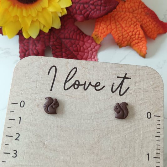 Brown Squirrel Stud Earrings
