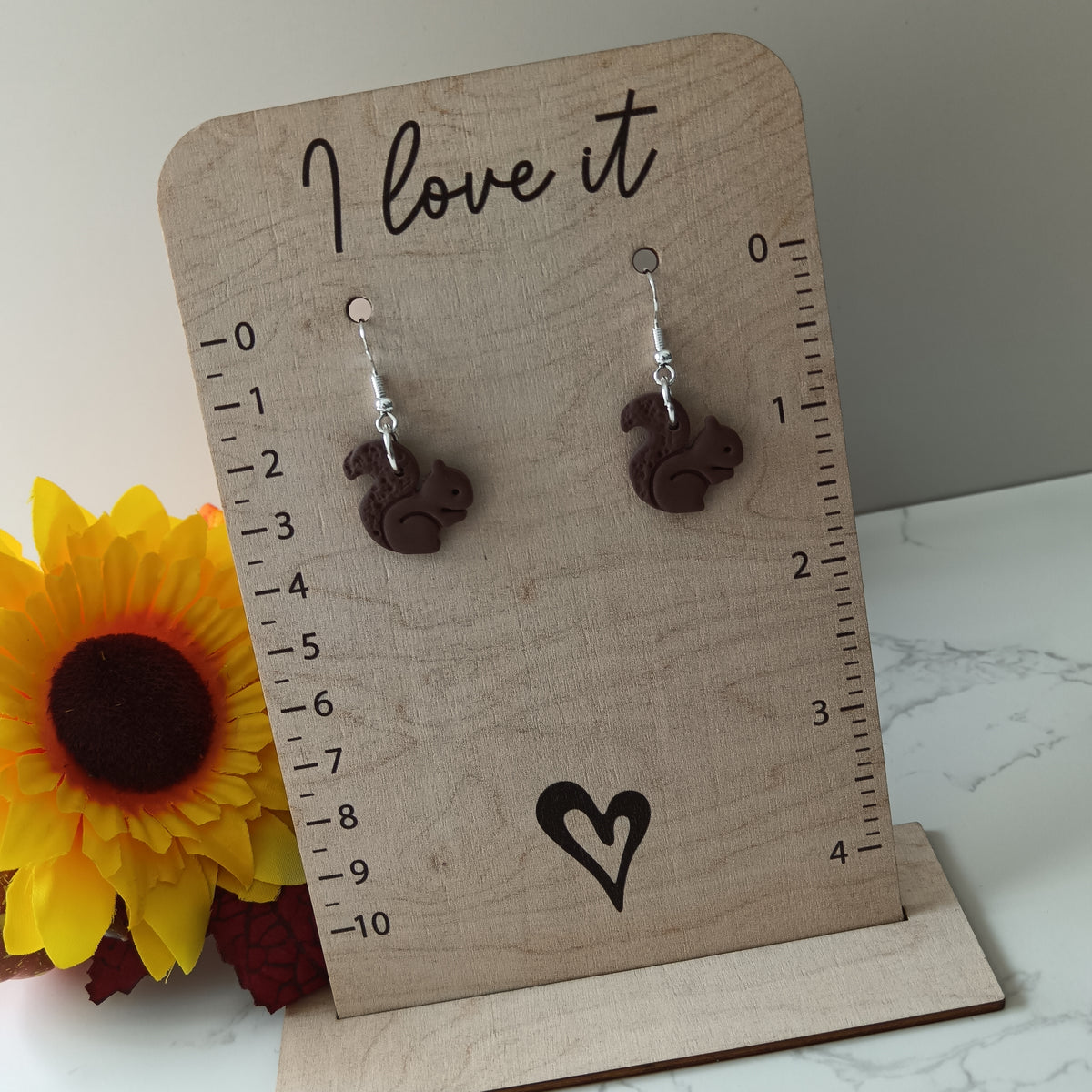 Brown Squirrel Hook Earrings
