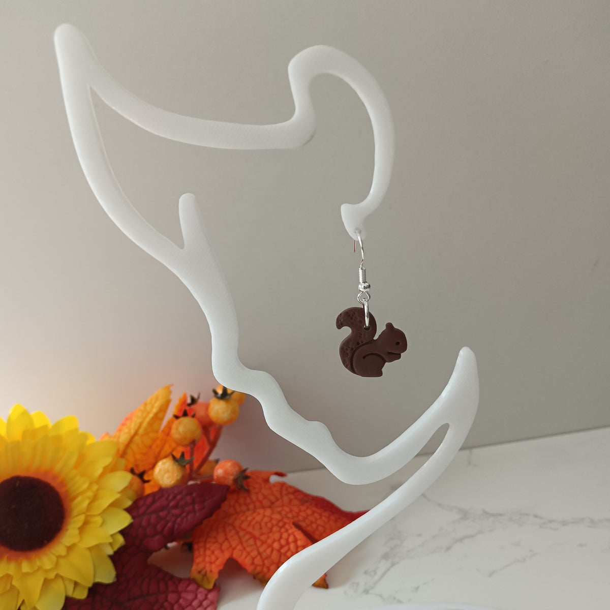 Brown Squirrel Hook Earrings