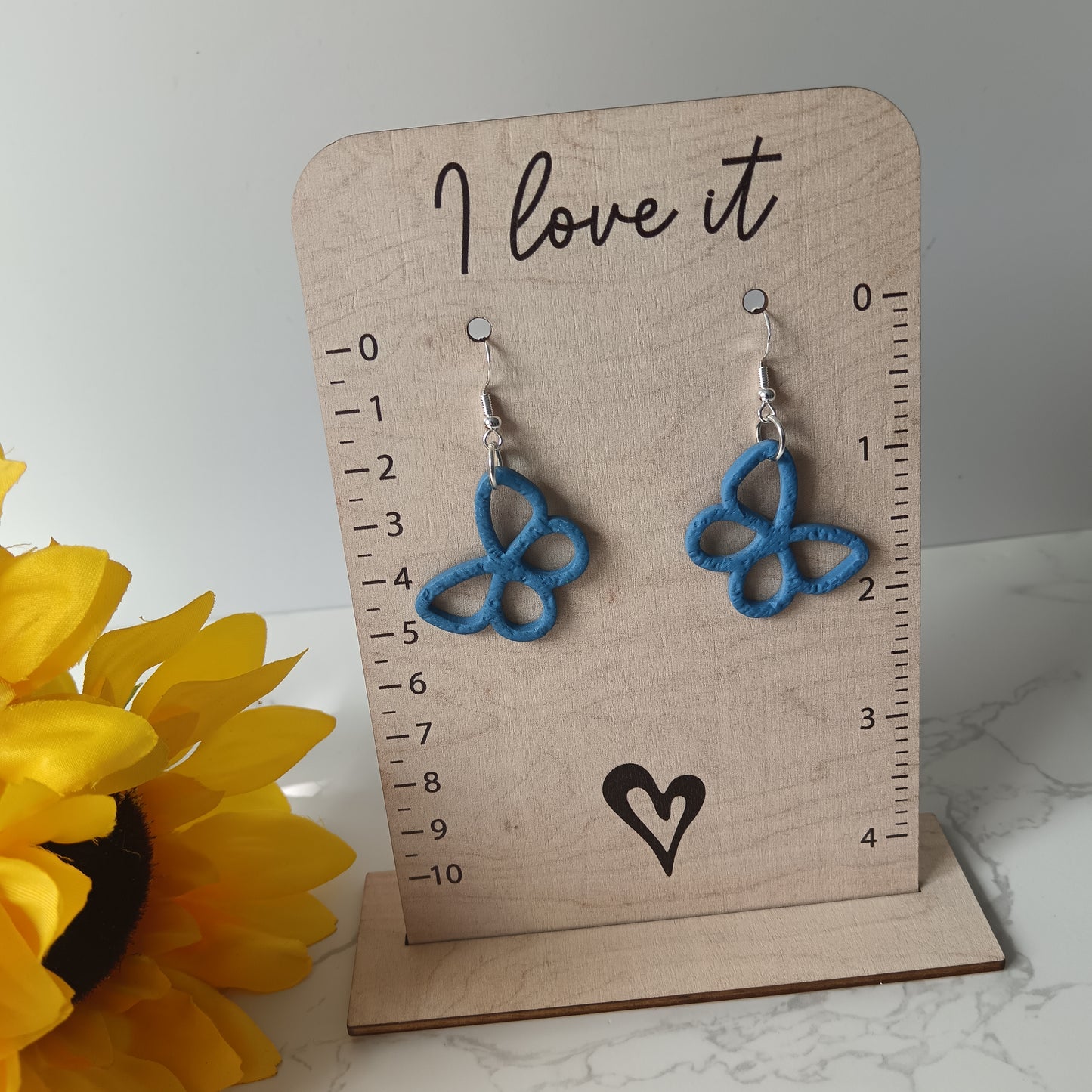 Denim Blue Skinny Butterfly Hook Earrings