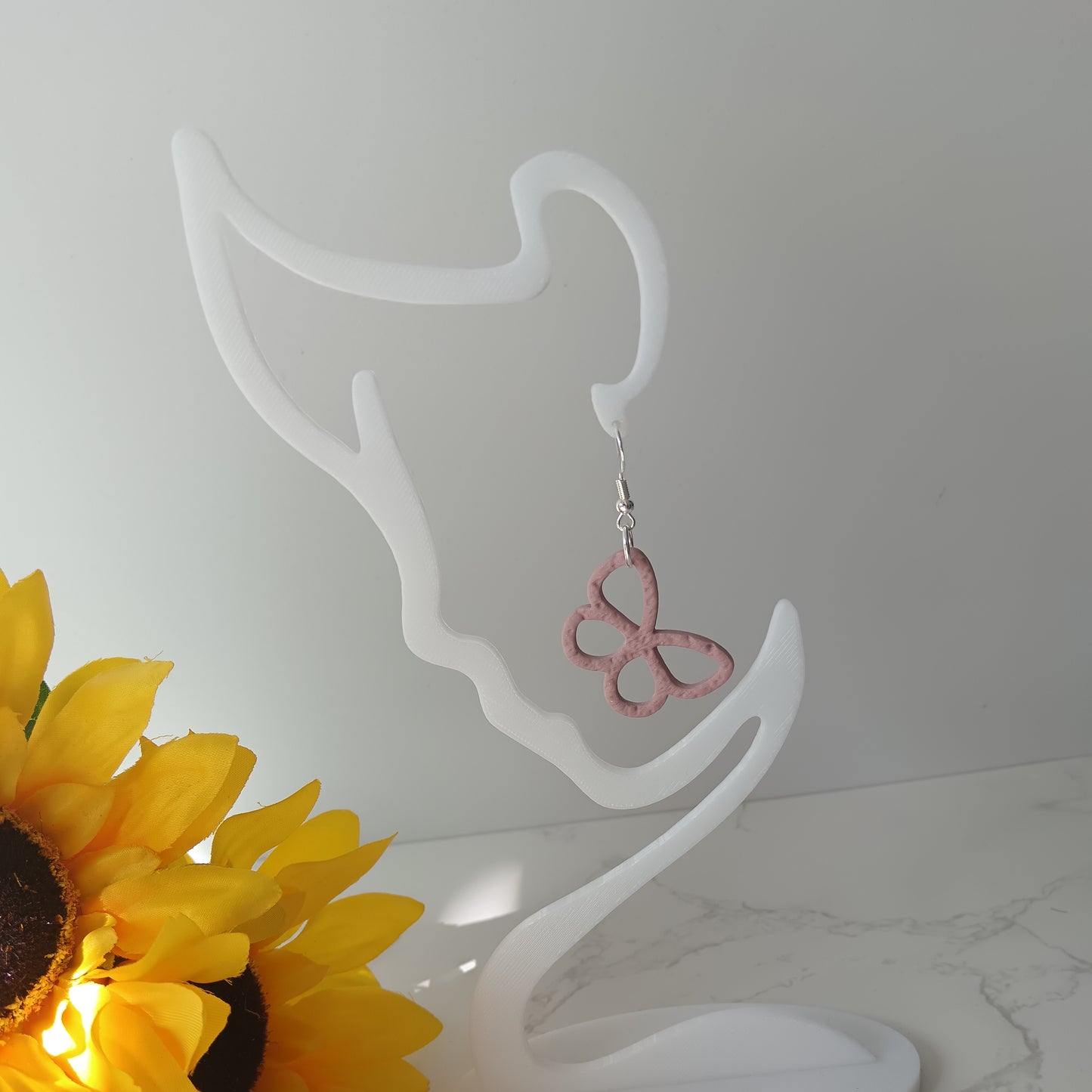 Baby Pink Skinny Butterfly Hook Earrings