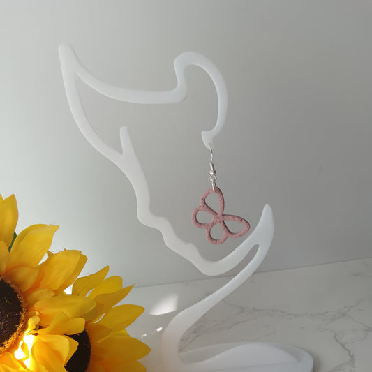 Baby Pink Skinny Butterfly Hook Earrings