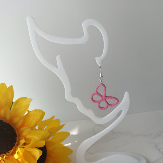 Hot Pink Skinny Butterfly Hook Earrings