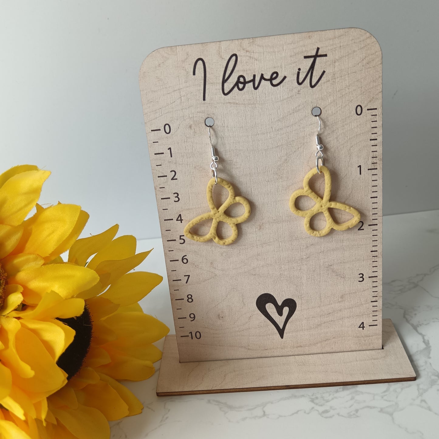Yellow Skinny Butterfly Hook Earrings
