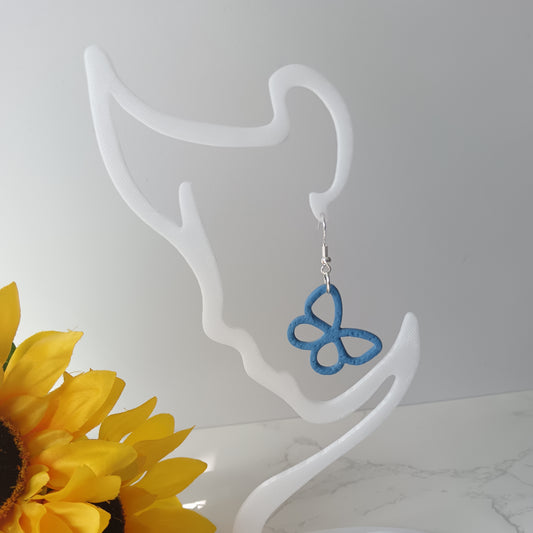 Denim Blue Skinny Butterfly Hook Earrings