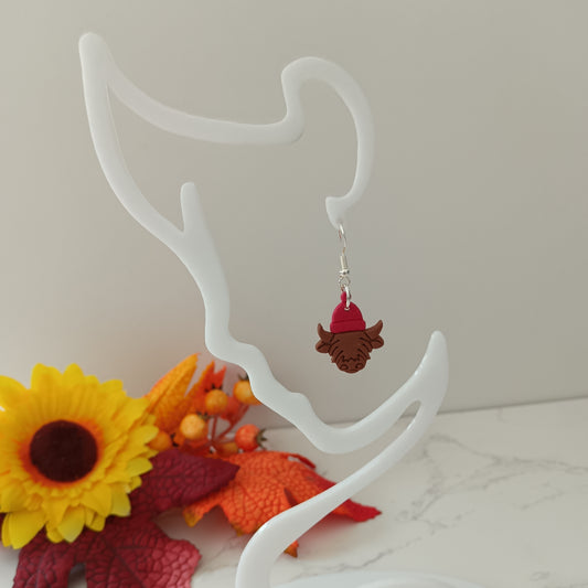 Autumn Highland Cow Hook Earrings