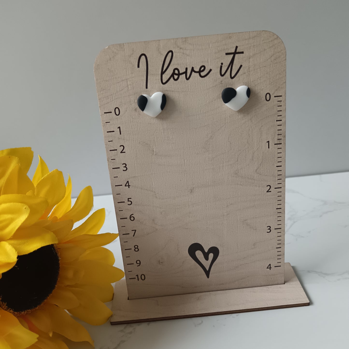 Cow Print Heart Stud Earrings