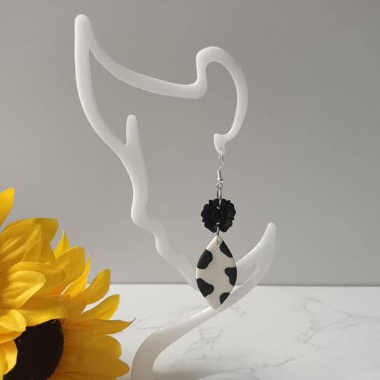 Cow Print Flower Hook Earrings