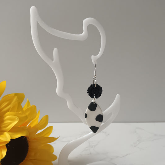 Cow Print Flower Hook Earrings