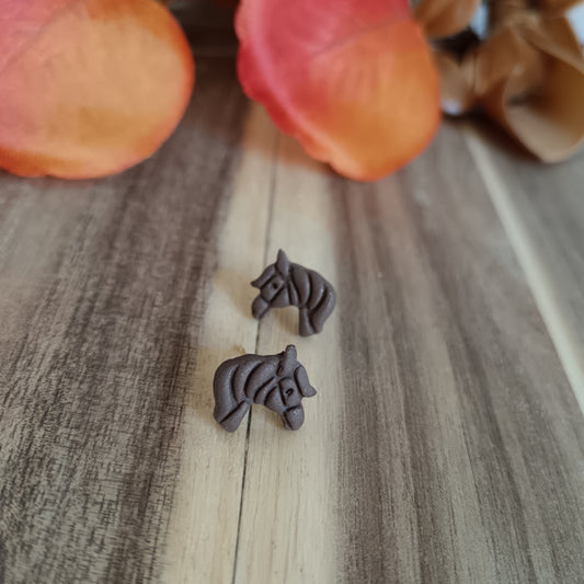 Micro Brown Horse Studs