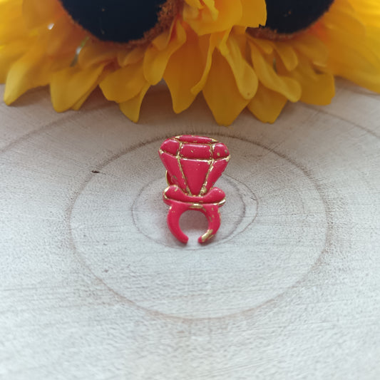 Retro Red & Gold Ring Pop Pin Badge