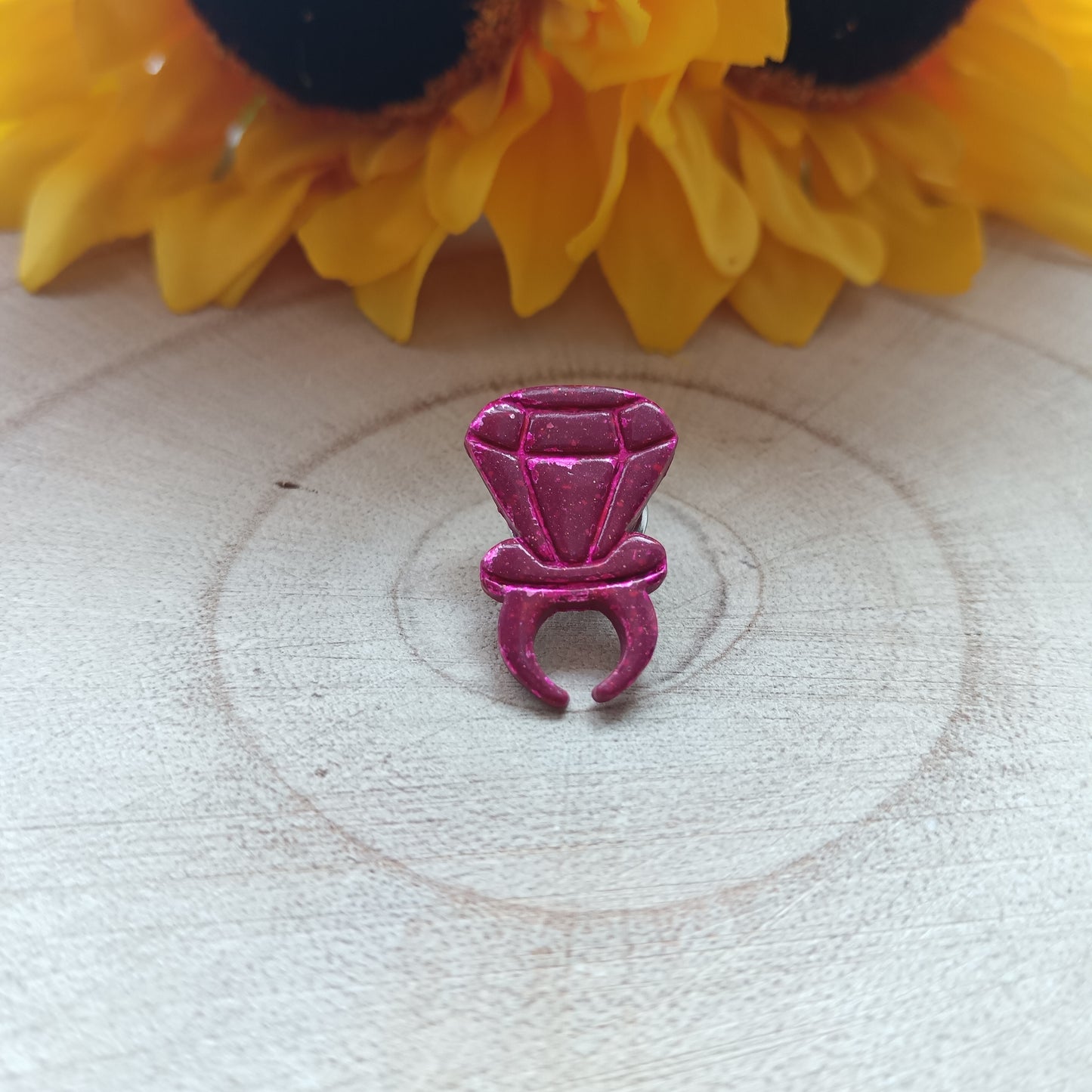 Retro Magenta Ring Pop Pin Badge