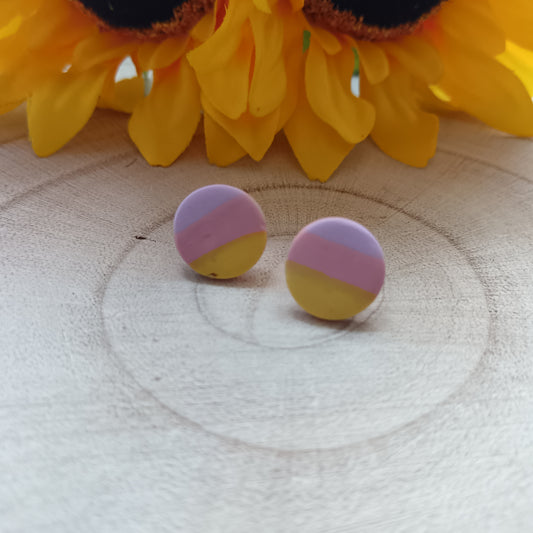 Circle Colourful Stripy Pastel Stud Earrings