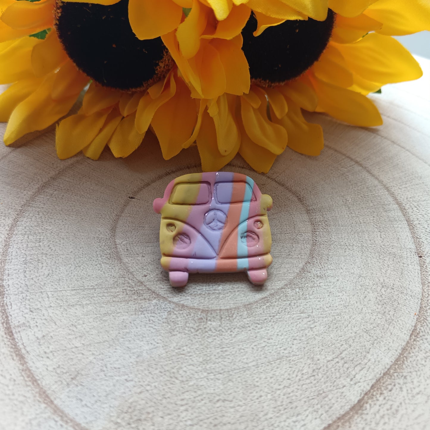 Retro Camper Van Ombre Pastel Pin Badge
