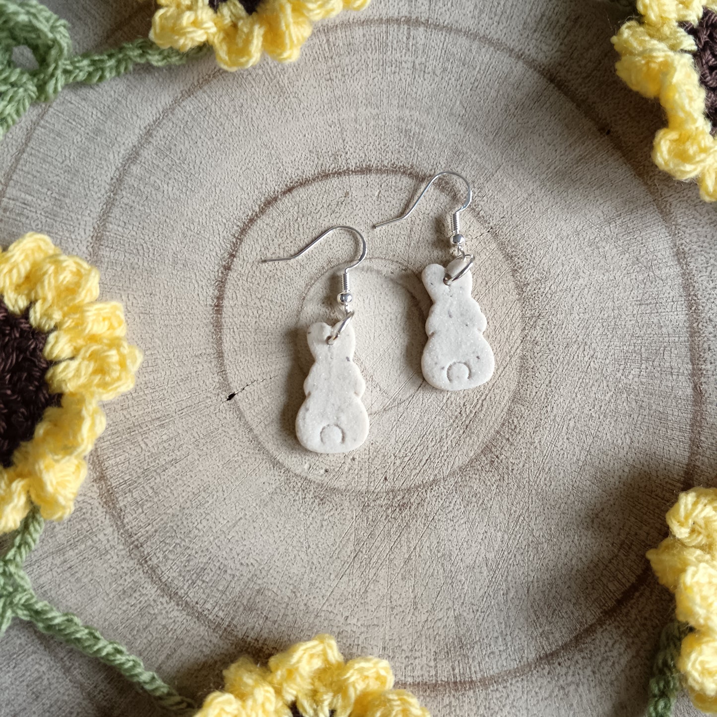 Easter Bunny Biscuit Dangle Hook Earrings