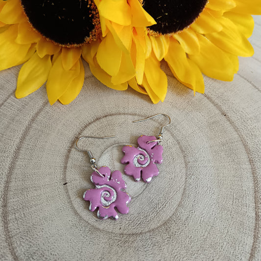 Cherry Blossom Pink & Silver Hook Earrings