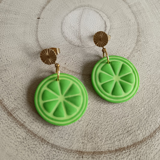 Lime Slice & Half Slice Stud Earrings