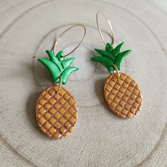 Pineapple Dangle Hoop Earrings