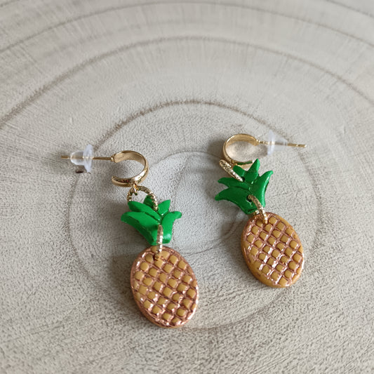 Pineapple Dangle Half Huggie Hoop Earrings