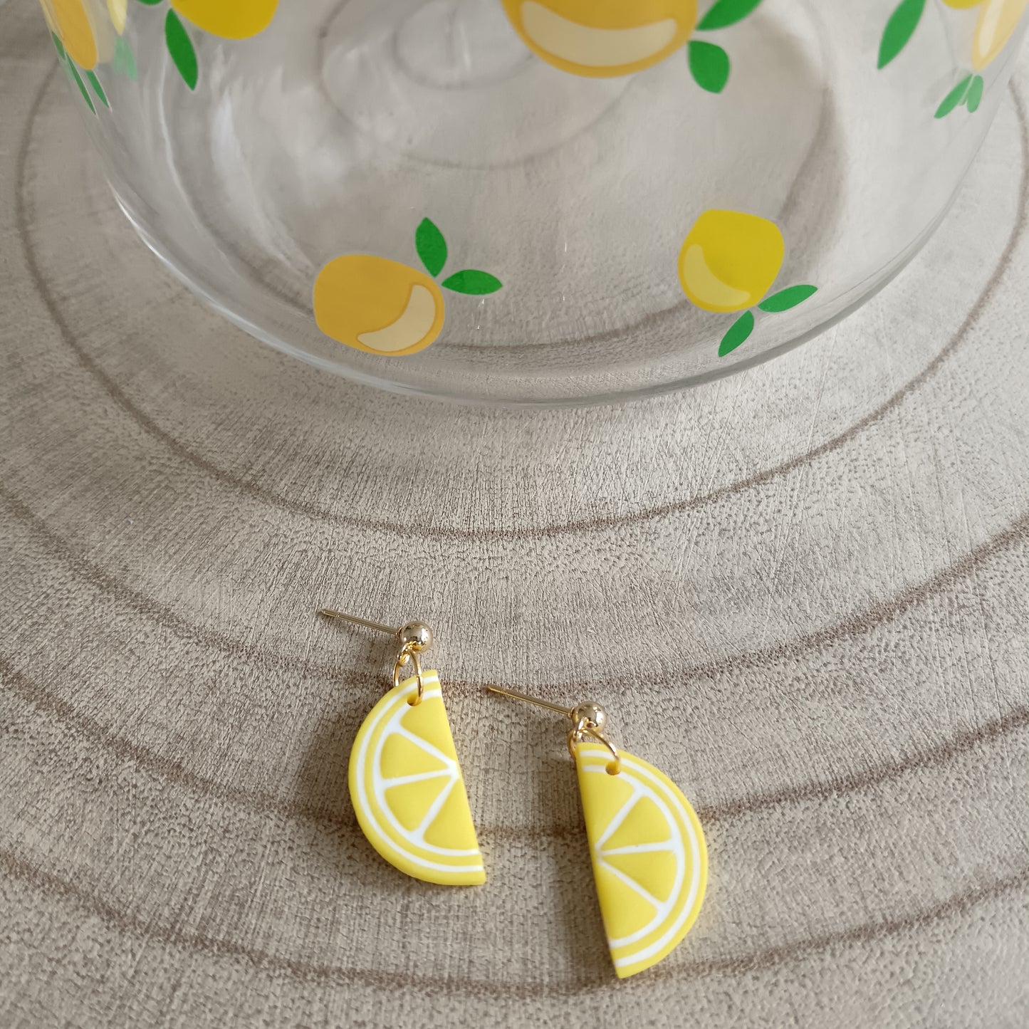 Lemon Slice & Half Slice Stud & Half Huggie Hoop Earrings