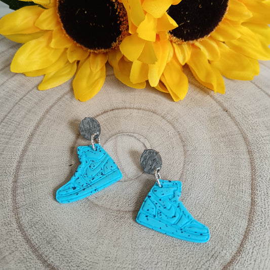 Hi-Top Trainer Cyan & Electric Blue Stud Earrings