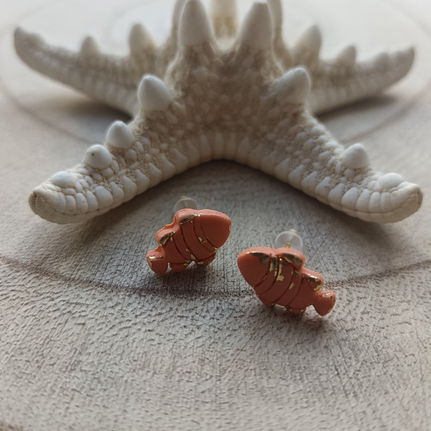 Micro Goldfish Orange & Gold Stud Earrings