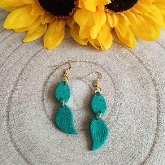 Rose Textured Mint Green Dangle Hook Earrings
