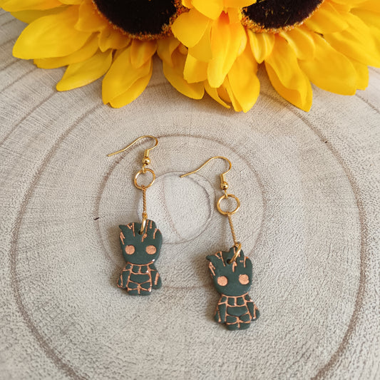 Wood Boy Green & Gold Earrings
