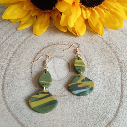 Khaki Ombre Hook Dangle Earrings