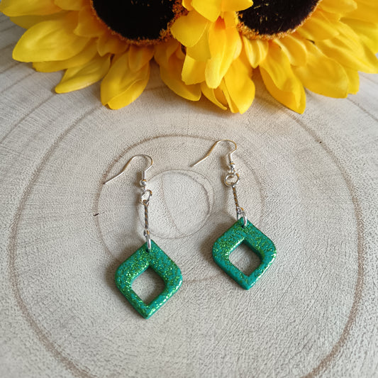 Glitter Green & Silver Earrings