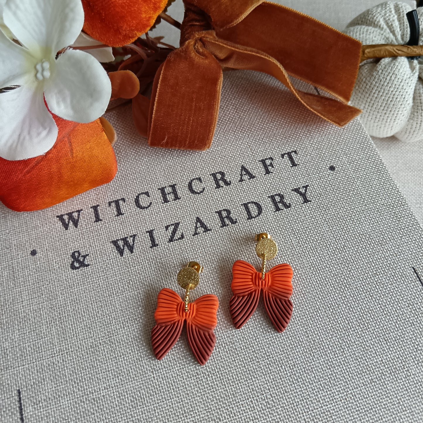 Ombre Halloween Bow Dangle Stud Earrings