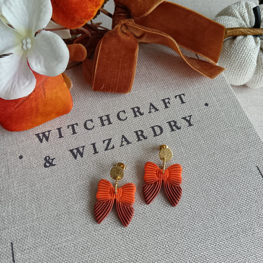 Ombre Halloween Bow Dangle Stud Earrings