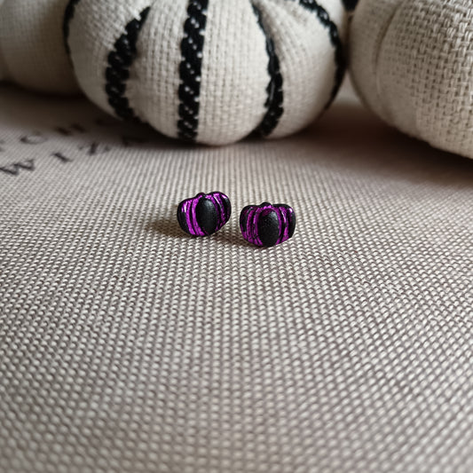 Black & Purple Pumpkin Stud Earrings