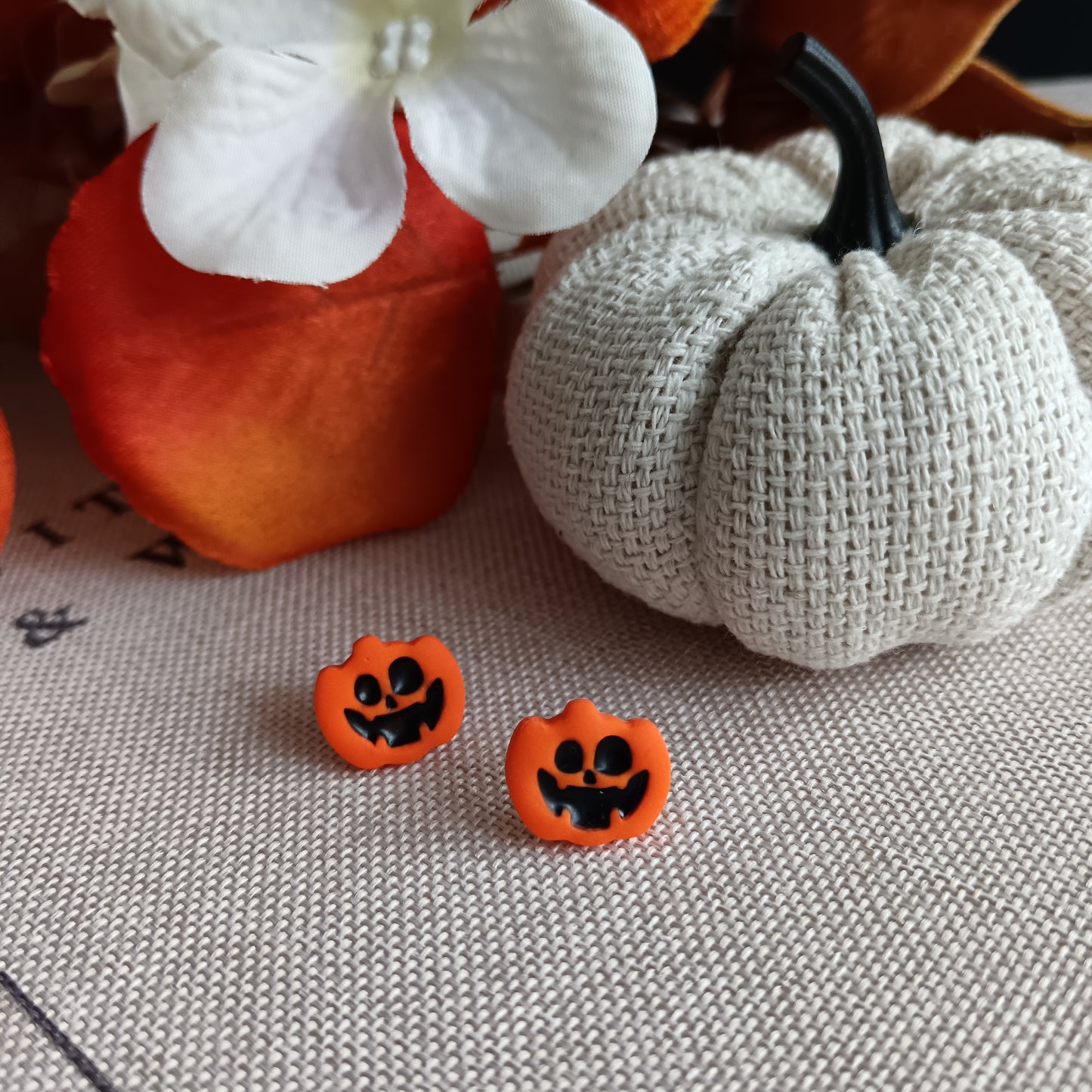 Pumpkin Face Stud Earrings