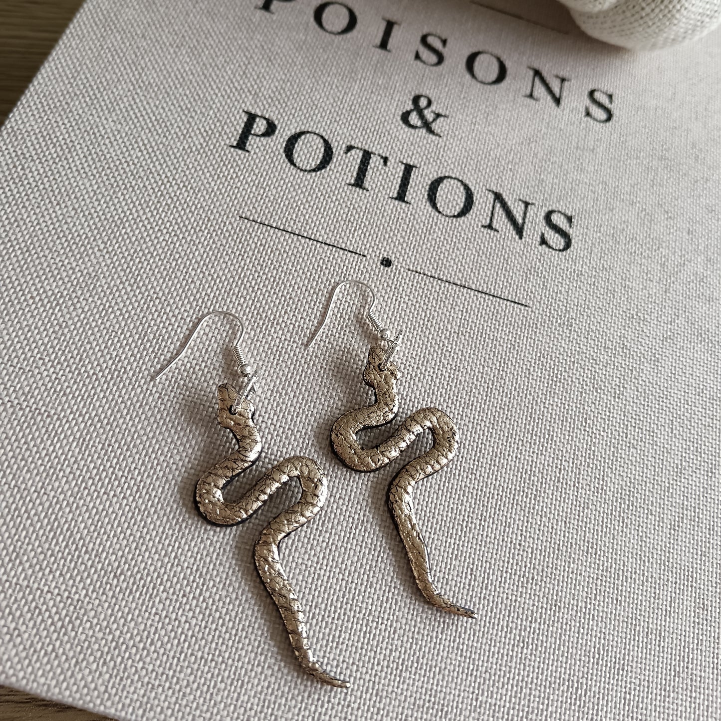 Champagne Gold Metallic Snake Hook Earrings