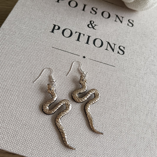 Champagne Gold Metallic Snake Hook Earrings