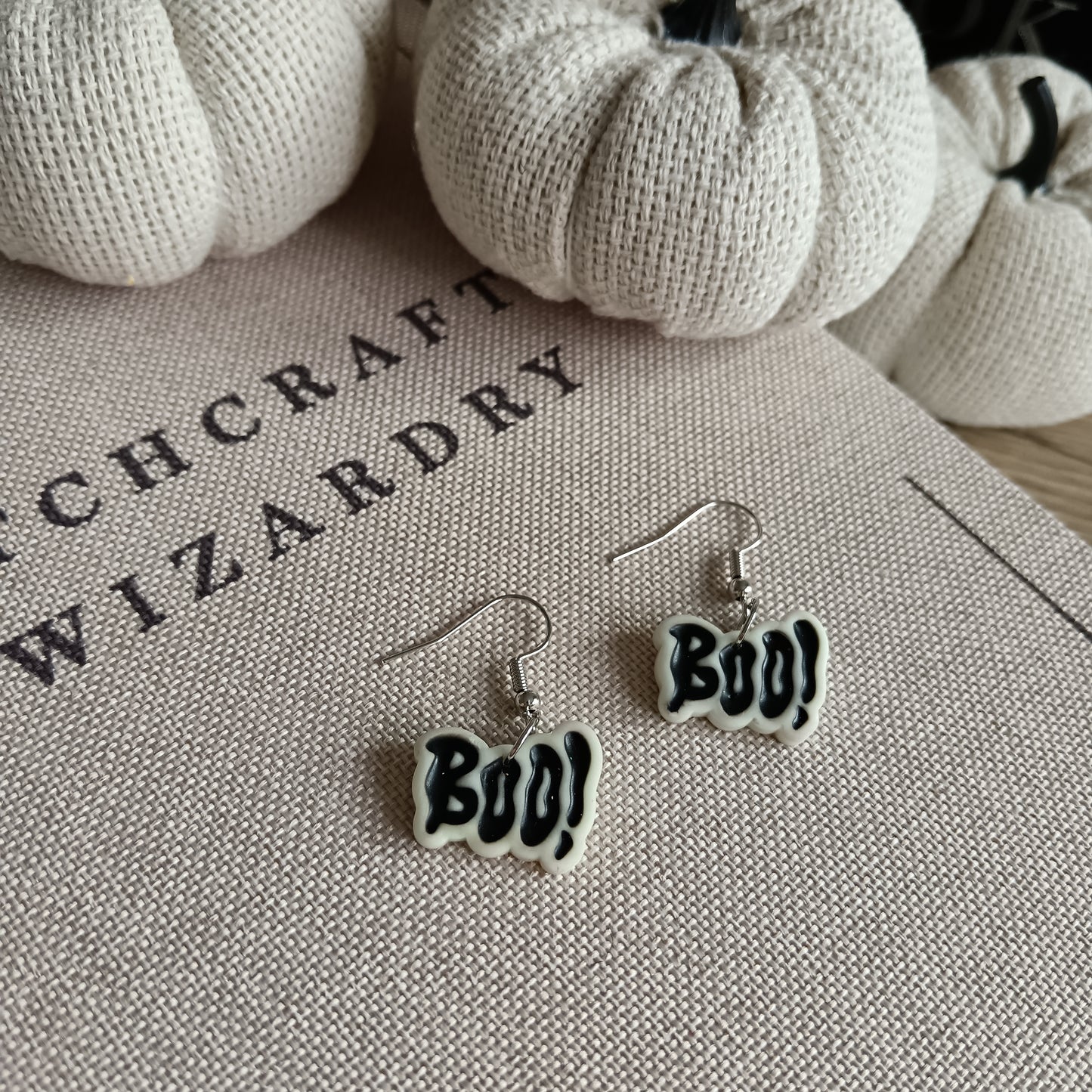 Glow In The Dark BOO Hook Earrings