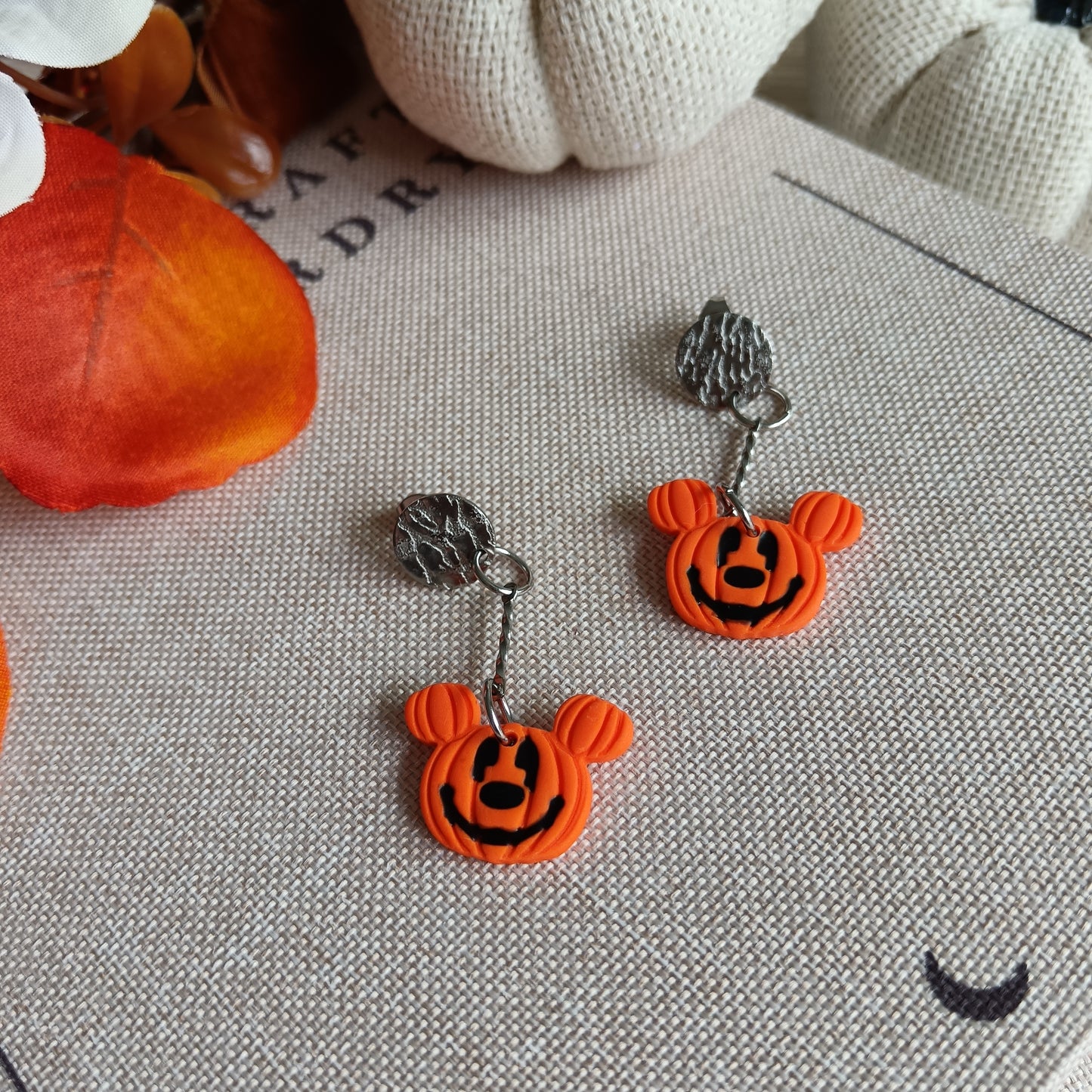 Mouse Pumpkin Dangle Stud Earrings