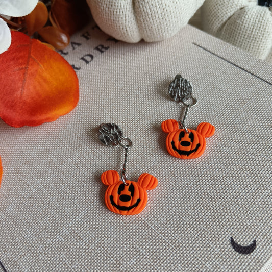 Mouse Pumpkin Dangle Stud Earrings