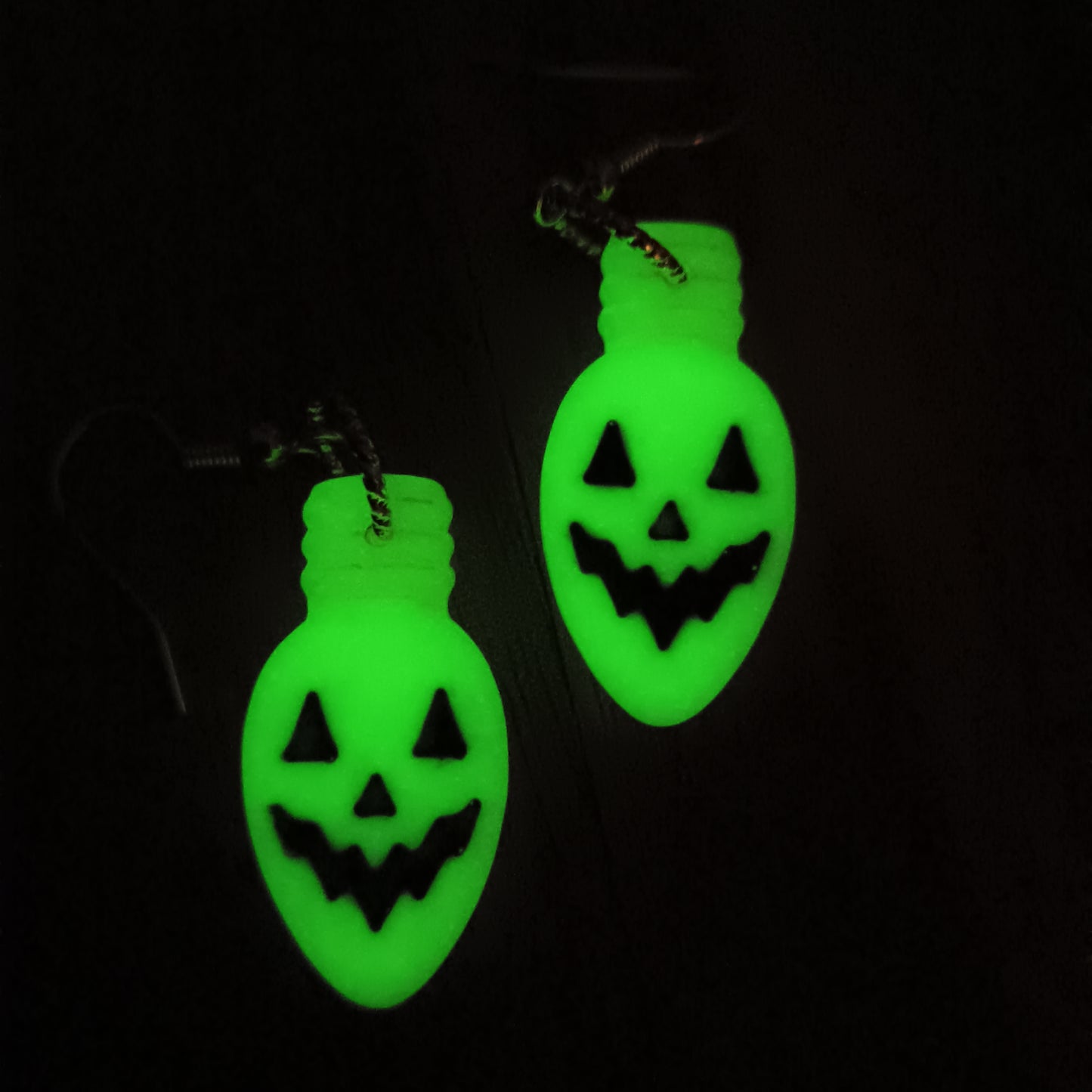 Glow In The Dark Halloween Light Bulb Hook Earrings
