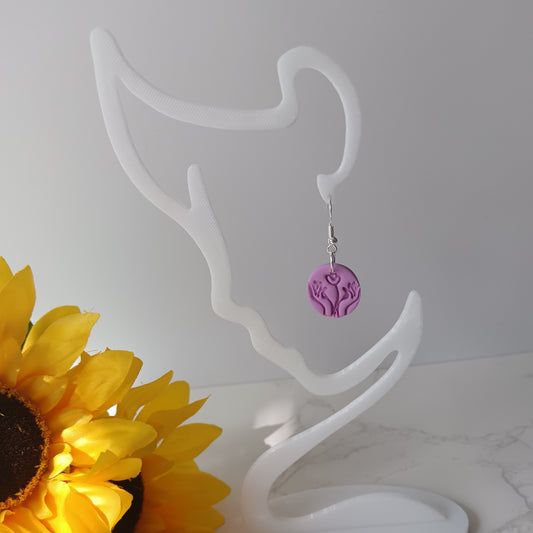 Lilac Hand & Flower Drop Hook Earrings