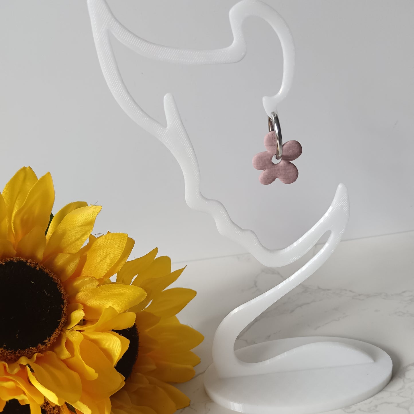 Baby Pink Flower Huggie Hoop Earrings