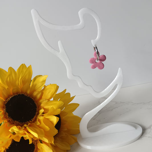 Hot Pink Flower Huggie Hoop Earrings
