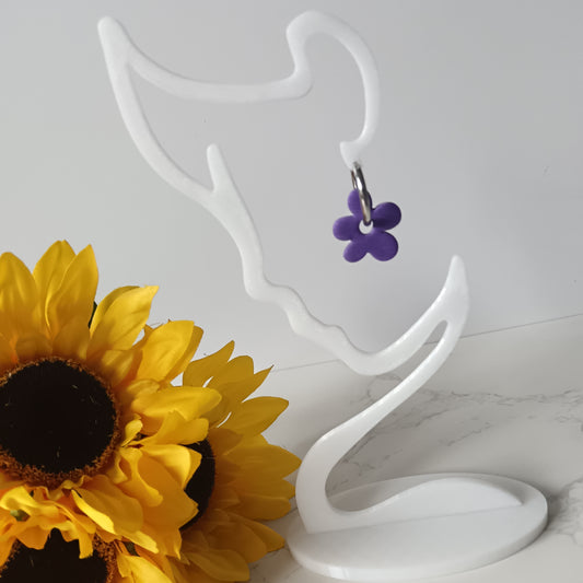 Deep Purple Flower Huggie Hoop Earrings