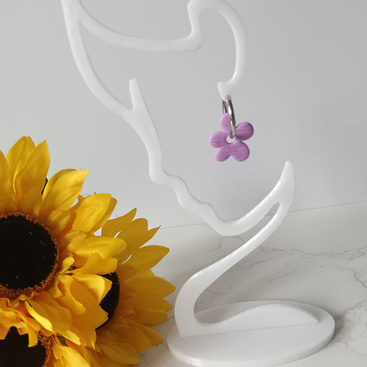 Lilac Flower Huggie Hoop Earrings