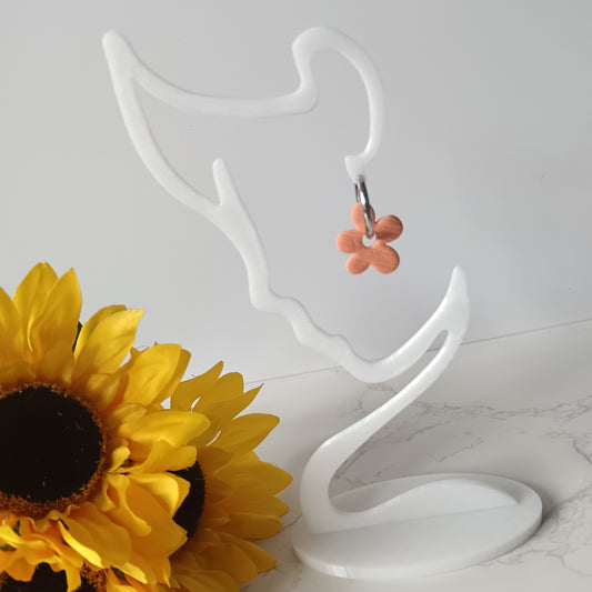 Orange Flower Huggie Hoop Earrings