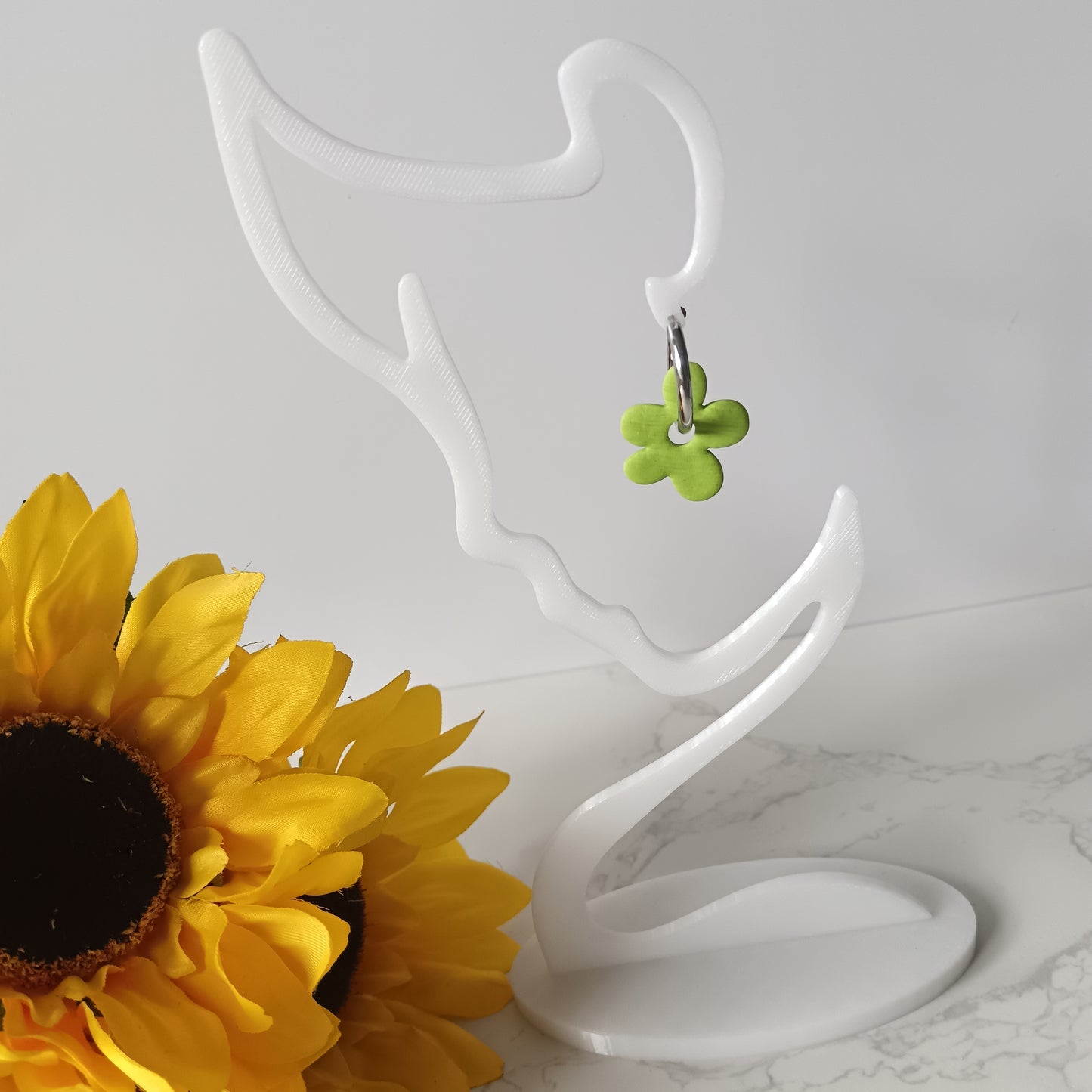 Lime Flower Huggie Hoop Earrings
